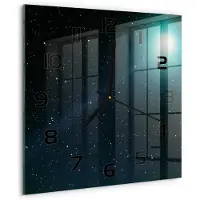 Tulup Wandklok - Melkwegstelsel Moderne Wandklok Glas - 30x30 cm - Blauw Wandklok Glas Decoratie - Zwarte handen - Vierkante Klok - Glazen Wandklok Design - Klok Glas Met Opdruk