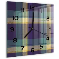 Tulup Wandklok - Mesh-textuur Moderne Wandklok Glas - 30x30 cm - Paars Wandklok Glas Decoratie - Zwarte handen - Vierkante Klok - Glazen Wandklok Design - Klok Glas Met Opdruk