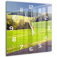 Tulup Wandklok - Onverharde weg Decoratieve Glazen Klok - 60x60 cm - Groente Glazen Wandklok Design - Witte handen - Vierkante Klok - Glazen Klok Met Print - Wandklok Glas Met Motief