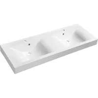 Hak Sapho FLAVIA dubbele wastafel met marmerlook, 140x50 cm, wit