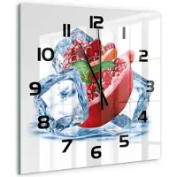 Tulup Wandklok - IJsgranaat Moderne Wandklok Glas - 60x60 cm - Rood Wandklok Glas Decoratie - Zwarte handen - Vierkante Klok - Glazen Wandklok Design - Klok Glas Met Opdruk