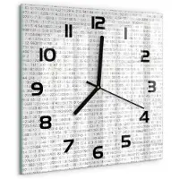 Tulup Wandklok - Binaire code Gekleurde Glazen Klok - 30x30 cm - Grijs Glazen Klok Met Print - Zwarte handen - Vierkante Klok - Moderne Wandklok Glas - Wandklok Glas Decoratie