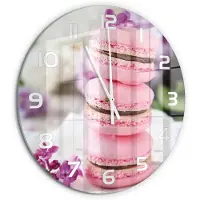 Tulup Wandklok - Cookies Gekleurde Glazen Klok - fi60 cm - Roze Glazen Klok Met Print - Witte handen - Ronde Klok - Moderne Wandklok Glas - Wandklok Glas Decoratie