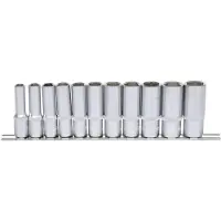 Ks Tools 911.0611, set doppen, 3/8 inch, 11 stuks, chroom-vanadiumstaal, conform DIN 3120, ISO 1174, DIN 3124, ISO 2725, 750 g