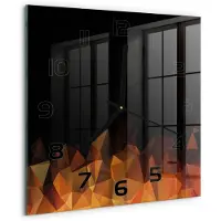 Tulup Wandklok - Abstractie Glazen Wandklok Design - 30x30 cm - Oranje Klok Glas Met Opdruk - Zwarte handen - Vierkante Klok - Wandklok Glas Met Motief - Decoratieve Glazen Klok