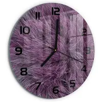 Tulup Wandklok - Roze bont Glazen Klok Met Print - fi30 cm - Roze Wandklok Glas Met Motief - Zwarte handen - Ronde Klok - Wandklok Glas Decoratie - Gekleurde Glazen Klok