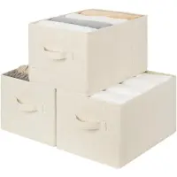 Merkloos Solidchoice - Set van 3 Vouwbare Opbergmanden van Stof