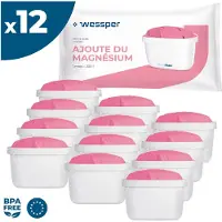Wessper AquaMax MG+ waterfilter, 12 stuks – magnesiumfilter, compatibel met Brita, Dafi, Philips, Aquaflow