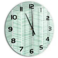 Tulup Wandklok - Visgraatpatroon Wandklok Glas Met Motief - fi60 cm - Groente Decoratieve Glazen Klok - Zwarte handen - Ronde Klok - Gekleurde Glazen Klok - Glazen Klok Met Print