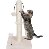 Merkloos Elzusha - Katten Krabpaal 52cm met Speeltje - Beige Sisal en Pluche voor Kittens en Volwassen Katten