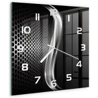 Tulup Wandklok - Metaalabstractie Klok Glas Met Opdruk - 30x30 cm - Zwart Moderne Wandklok Glas - Witte handen - Vierkante Klok - Decoratieve Glazen Klok - Glazen Wandklok Design