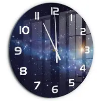 Tulup Wandklok - Melkwegstelsel Decoratieve Glazen Klok - fi60 cm - Blauw Glazen Wandklok Design - Witte handen - Ronde Klok - Glazen Klok Met Print - Wandklok Glas Met Motief