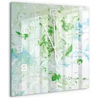Tulup Wandklok - Abstracte achtergrond Moderne Wandklok Glas - 60x60 cm - Groente Wandklok Glas Decoratie - Witte handen - Vierkante Klok - Glazen Wandklok Design - Klok Glas Met Opdruk