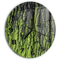 Tulup Wandklok - Boomschors Gekleurde Glazen Klok - fi30 cm - Groente Glazen Klok Met Print - Zwarte handen - Ronde Klok - Moderne Wandklok Glas - Wandklok Glas Decoratie