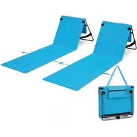 Merkloos Strandligstoel 2 stuks, meerblauw, opvouwbaar, verstelbare rugleuning, voor camping