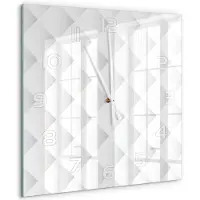 Tulup Wandklok - Vierkanten Achtergrond Klok Glas Met Opdruk - 60x60 cm - Wit Moderne Wandklok Glas - Witte handen - Vierkante Klok - Decoratieve Glazen Klok - Glazen Wandklok Design