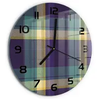 Tulup Wandklok - Mesh-textuur Wandklok Glas Met Motief - fi30 cm - Paars Decoratieve Glazen Klok - Zwarte handen - Ronde Klok - Gekleurde Glazen Klok - Glazen Klok Met Print