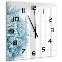 Tulup Wandklok - Paardebloem Wandklok Glas Met Motief - 60x60 cm - Grijs Decoratieve Glazen Klok - Zwarte handen - Vierkante Klok - Gekleurde Glazen Klok - Glazen Klok Met Print