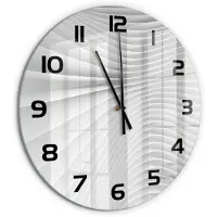 Tulup Wandklok - Lijnen van abstractie Glazen Wandklok Design - fi60 cm - Wit Klok Glas Met Opdruk - Zwarte handen - Ronde Klok - Wandklok Glas Met Motief - Decoratieve Glazen Klok