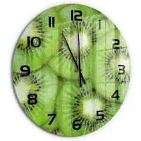 Tulup Wandklok - Kiwi Glazen Wandklok Design - fi60 cm - Groente Klok Glas Met Opdruk - Zwarte handen - Ronde Klok - Wandklok Glas Met Motief - Decoratieve Glazen Klok