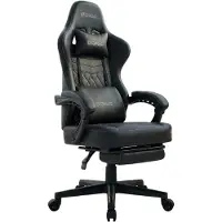 Merkloos Ergonomische gamingstoel met voetsteun, zwart, gemaakt van Polyurethanleer