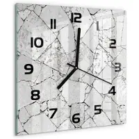 Tulup Wandklok - Stenen muur Moderne Wandklok Glas - 30x30 cm - Wit Wandklok Glas Decoratie - Zwarte handen - Vierkante Klok - Glazen Wandklok Design - Klok Glas Met Opdruk