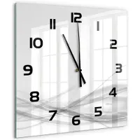 Tulup Wandklok - Golfabstractie Wandklok Glas Met Motief - 60x60 cm - Wit Decoratieve Glazen Klok - Zwarte handen - Vierkante Klok - Gekleurde Glazen Klok - Glazen Klok Met Print