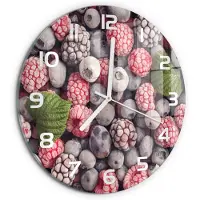 Tulup Wandklok - Bevroren bosvruchten Glazen Wandklok Design - fi30 cm - Blauw Klok Glas Met Opdruk - Witte handen - Ronde Klok - Wandklok Glas Met Motief - Decoratieve Glazen Klok
