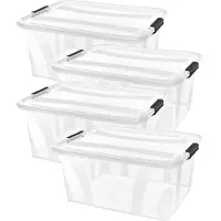 Merkloos Solidchoice - Set van 4 Opbergdozen 21L Transparant