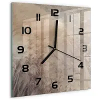 Tulup Wandklok - Witte wolf op de rots Gekleurde Glazen Klok - 30x30 cm - Beige Glazen Klok Met Print - Zwarte handen - Vierkante Klok - Moderne Wandklok Glas - Wandklok Glas Decoratie
