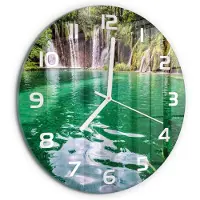 Tulup Wandklok - Plitvice-meren Gekleurde Glazen Klok - fi30 cm - Groente Glazen Klok Met Print - Witte handen - Ronde Klok - Moderne Wandklok Glas - Wandklok Glas Decoratie