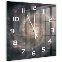 Tulup Wandklok - Mist Gekleurde Glazen Klok - 60x60 cm - Zwart Glazen Klok Met Print - Witte handen - Vierkante Klok - Moderne Wandklok Glas - Wandklok Glas Decoratie