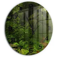 Tulup Wandklok - Oerwoud in Nepal Glazen Wandklok Design - fi60 cm - Groente Klok Glas Met Opdruk - Zwarte handen - Ronde Klok - Wandklok Glas Met Motief - Decoratieve Glazen Klok