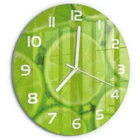 Tulup Wandklok - Limoenen Moderne Wandklok Glas - fi30 cm - Groente Wandklok Glas Decoratie - Witte handen - Ronde Klok - Glazen Wandklok Design - Klok Glas Met Opdruk
