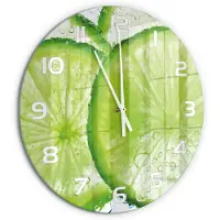 Tulup Wandklok - Kalken onder water Wandklok Glas Met Motief - fi60 cm - Groente Decoratieve Glazen Klok - Witte handen - Ronde Klok - Gekleurde Glazen Klok - Glazen Klok Met Print