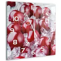 Tulup Wandklok - Bevroren kers Moderne Wandklok Glas - 60x60 cm - Rood Wandklok Glas Decoratie - Witte handen - Vierkante Klok - Glazen Wandklok Design - Klok Glas Met Opdruk
