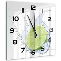 Tulup Wandklok - Calciumcarbonaat Klok Glas Met Opdruk - 60x60 cm - Groente Moderne Wandklok Glas - Zwarte handen - Vierkante Klok - Decoratieve Glazen Klok - Glazen Wandklok Design