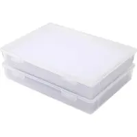 Merkloos Solidchoice- Opbergdozen A4 - 2 stuks - Kunststof met Deksel - Documentenbox - Ruime Opbergruimte - Drukknoopsluiting - 31 x 22 x 5 cm - Opbergbox