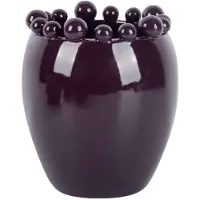Present Time Vaas Cadiz Dotty Medium - Donkerpaars - 16x16x21cm - Keramiek - Scandinavisch - Bloemenvaas - Woondecoratie - Decoratieve vaas voor woonkamer of slaapkamer