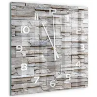 Tulup Wandklok - Stenen muur Wandklok Glas Met Motief - 60x60 cm - Beige Decoratieve Glazen Klok - Witte handen - Vierkante Klok - Gekleurde Glazen Klok - Glazen Klok Met Print
