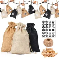 Merkloos Solidchoice - DIY Adventskalender Set met Jute Tassen en Stickers