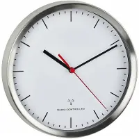 TFA-Dostmann TFA - Analoge Funk-Wanduhr mit Edelstahl-Rahmen 60.3530.02 - silber/weiß