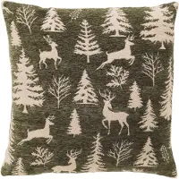 Textino kerstkussen GLORIA - sierkussen 45x45 cm - chenille - kerstmotief - groen, beige - inclusief binnenkussen