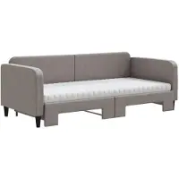 vidaXL Slaapbank met onderschuifbed en matrassen 90x200 cm stof taupe