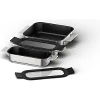 NEFF Kookgerei-set voor inductiekookplaten, model Z9403FF0 (roestvrij staal/zwart, 1x middelgroot, 2x klein met glazen deksel)