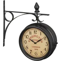 Relaxdays stationsklok dubbelzijdig - Londen - 33 x 34 x 10 cm - vintage wandklok - op batterijen - retro