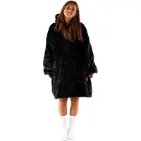 Noony Black oversized hoodie deken - plaids met mouwen - fleece deken met mouwen - ultrazachte binnenkant - hoodie blanket - snuggle - one size fits all - oodie