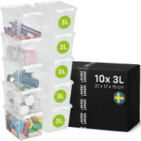 Smartstore - 10 opbergboxen met deksel, Classic, 3 liter (21x17x15 cm) | Stapelbaar