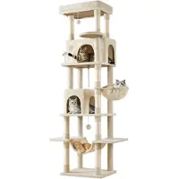 Yaheetech 210 cm Kraboom, groot XXL model met 9 krabpalen, beige kleur