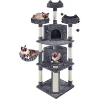 Yaheetech 193 cm kraboom, grote kattenboom met 7 krabpalen, donkergrijs
